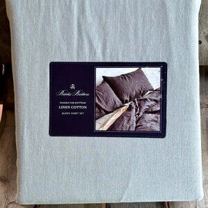 Brooks Brothers Linen Blend Queen Size Sheet Set Washed for Softness